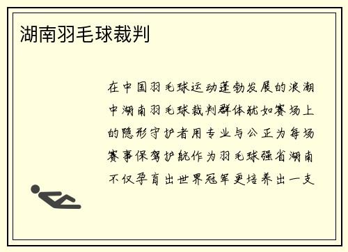 湖南羽毛球裁判